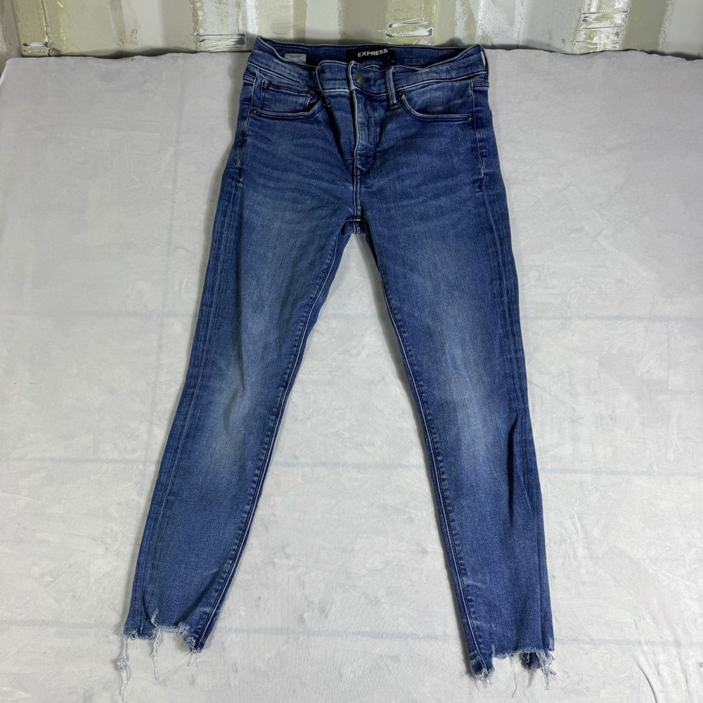 Express Womens Ankle Legging Jeans Blue Denim Perfect Stretch+‎ Mid Rise 4S